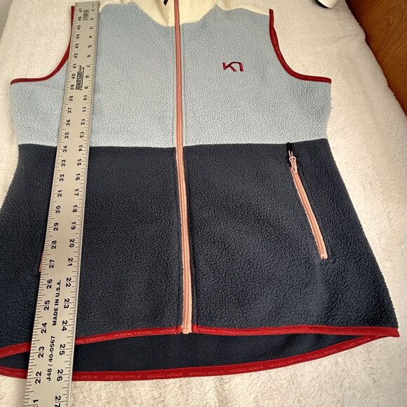 Kari Traa Women’s Fleece Vest XL Blue Full Zip Colorblock Zipper Pockets Outdoor - Picture 7 of 7